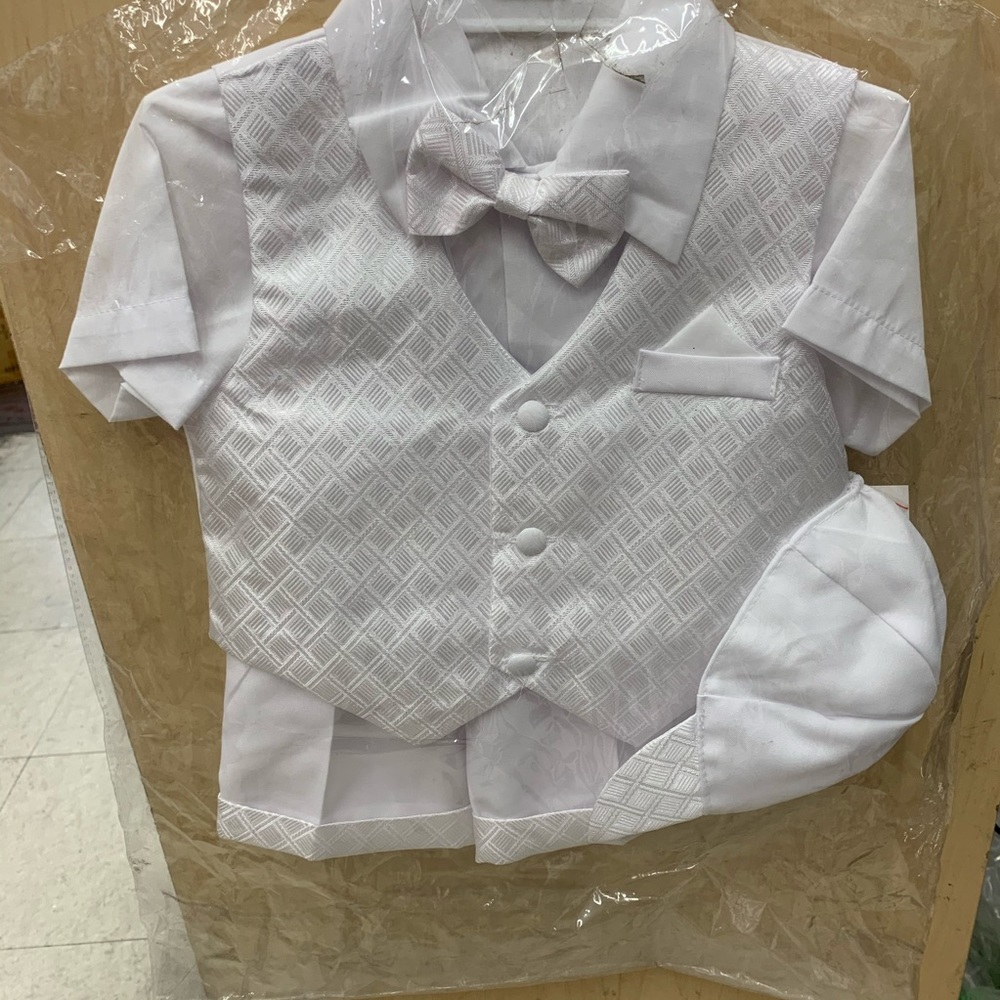 Boy Toddler White Short Suit Baptism